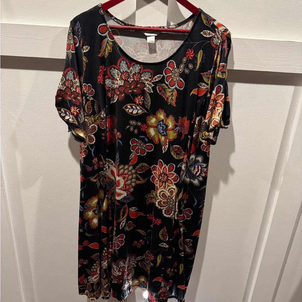 CJ Banks Floral Black Cold Shoulder Dress size 1X